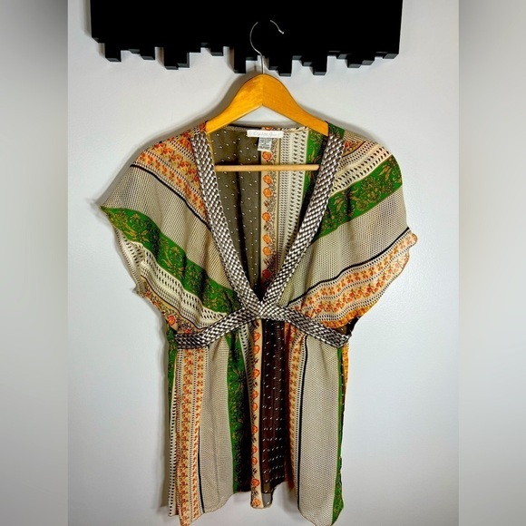 Charlotte Russe Tops - CHARLOTTE Russe Sheer Boho Inspired Blouse With Faux Leather Weaved Trim Medium